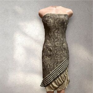 Vintage Carol Perete Strapless Dress in Black and Gold